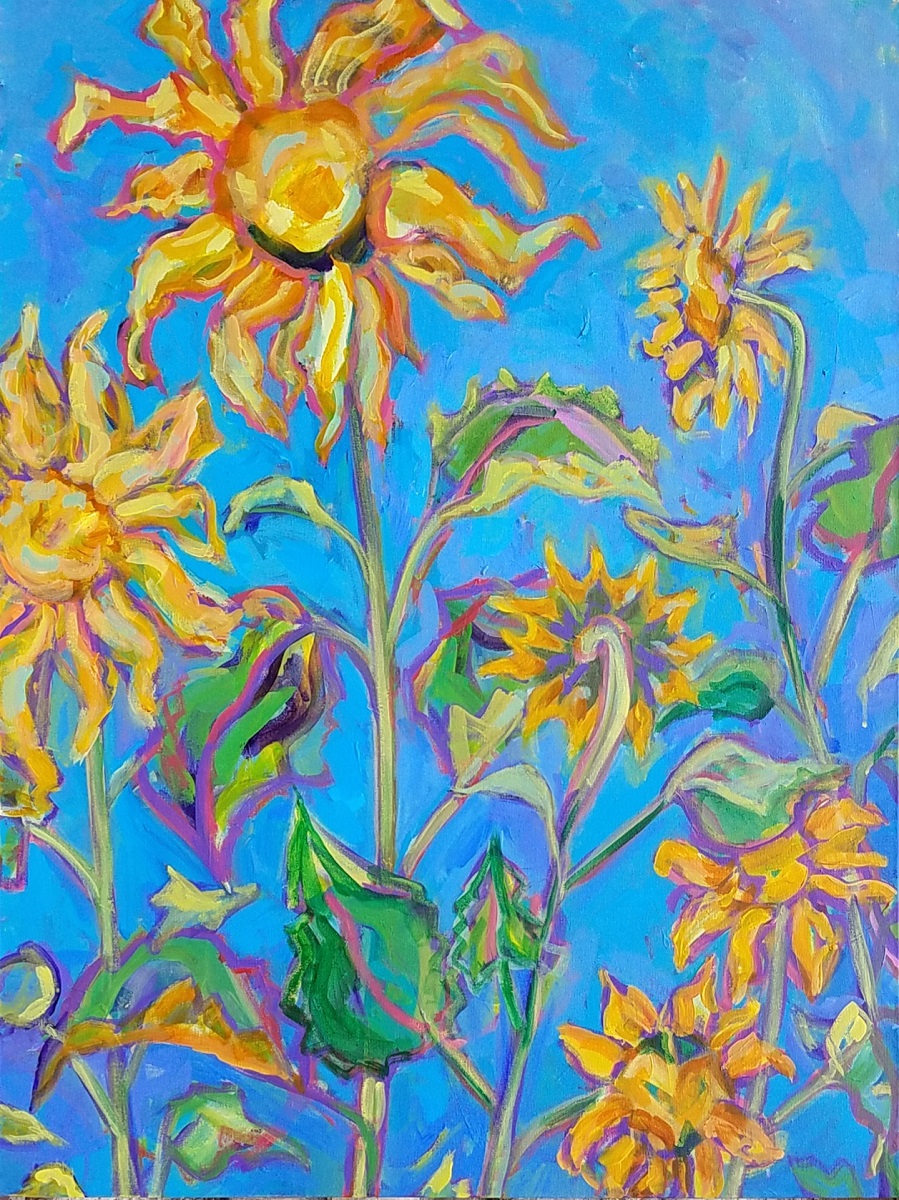 Blue Sunflowers_Acrylic on Canvas