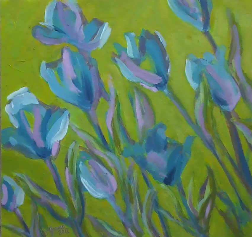 Blue Tulips_Oil on Board_SOLD