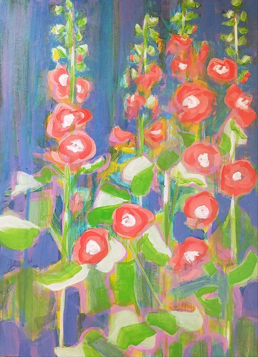Hollyhocks_Acrylic on Paper