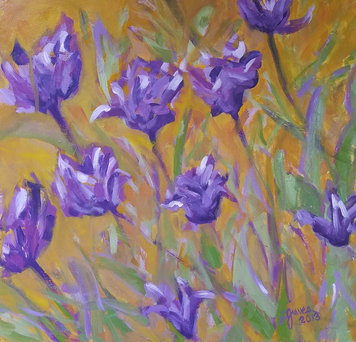Purple and Gold_Oil on Board_SOLD