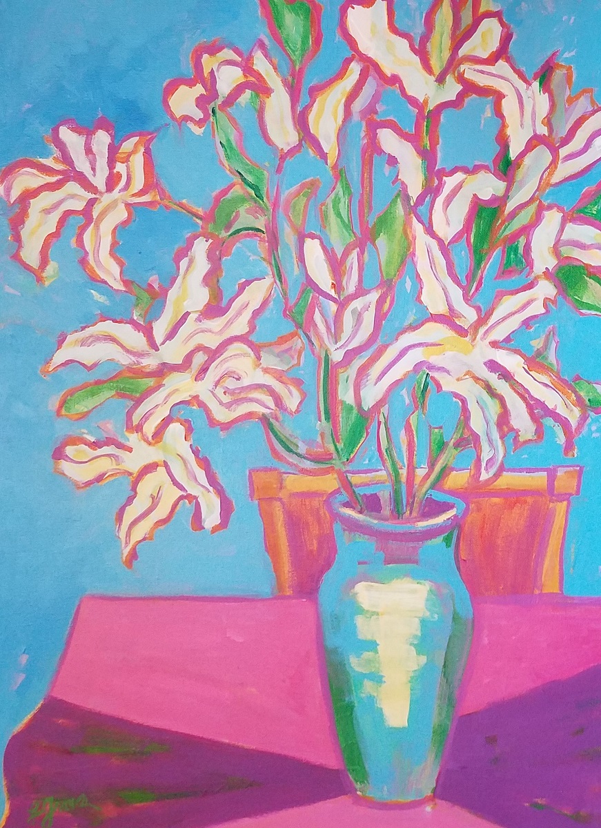 White Lilies_Acrylic on Canvas