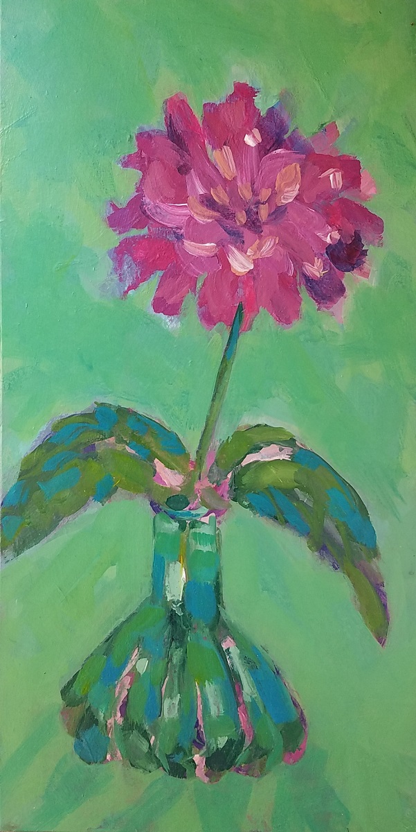 Zinnia in a Vase_Oil on Board